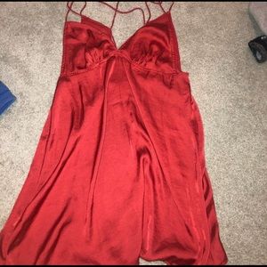 Free People Red Satin Slip Dress